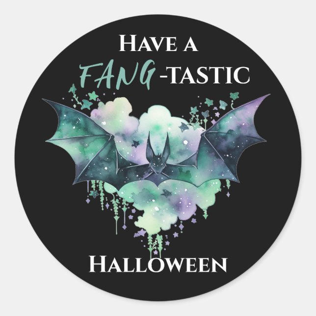 Fang-Tastic Halloween Bat Runder Aufkleber (Vorderseite)