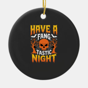 Fang-Tastische Nacht Halloween-Totenkopf und Flede Keramik Ornament