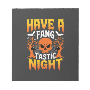 Fang-Tastische Nacht Halloween-Totenkopf und Flede Notizblock