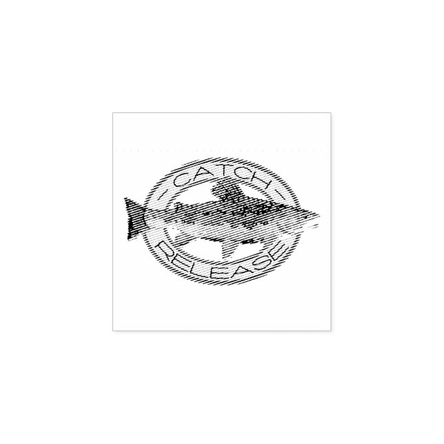 Fang und Freilassung von Bachforellen Fischerei Gummistempel (Prägung)