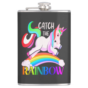 Fange das Regenbogen-Einhorn-Design Flachmann