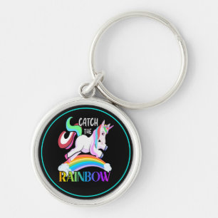 Fange das Regenbogen-Einhorn-Design Schlüsselanhänger
