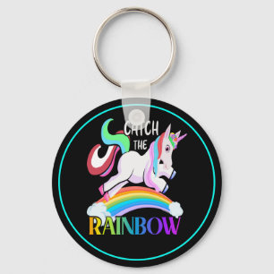 Fange das Regenbogen-Einhorn-Design Schlüsselanhänger