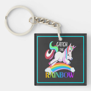 Fange das Regenbogen-Einhorn-Design Schlüsselanhänger
