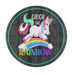 Fange das Regenbogen-Einhorn-Design Schneidebrett