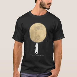 Fange deinen Traum Süße Weiße Katze Mond und Lasso T-Shirt