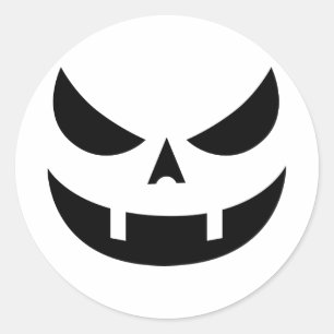 Fanged Grinning Pumpkin-Gesichtsticker Runder Aufkleber