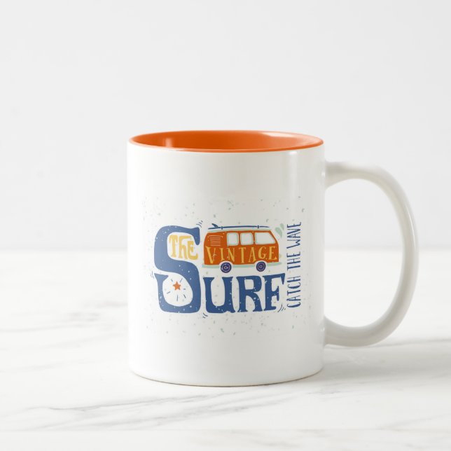 Fangen Sie das Wellen-Plakat Zweifarbige Tasse (Rechts)