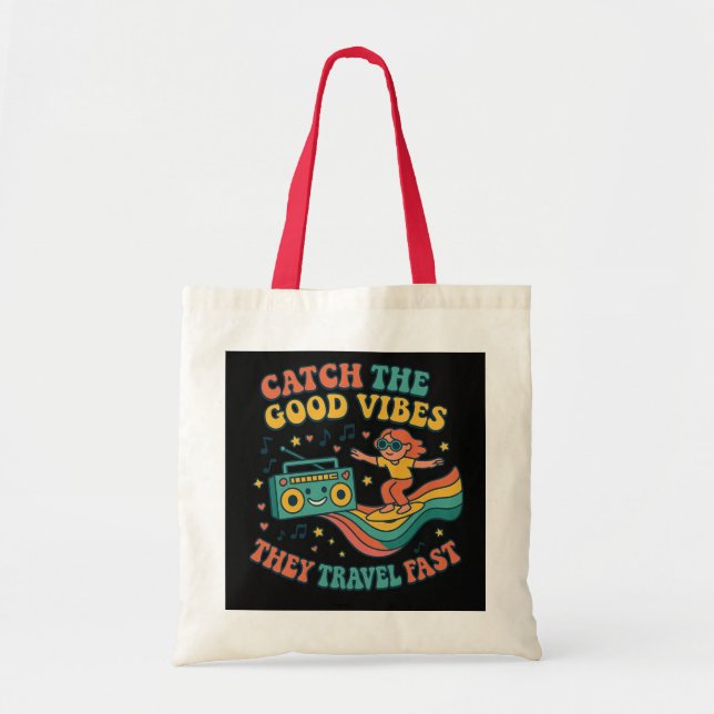 Fangen Sie den Retro Skateboarder Tote Bag mit den Tragetasche (Vorne)