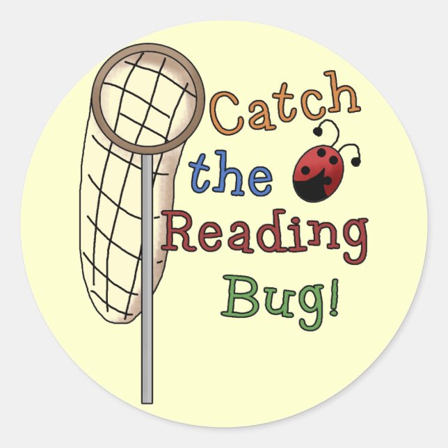 Fangen Sie die Reading Bug Tshirts und Geschenke Runder Aufkleber (Vorderseite)