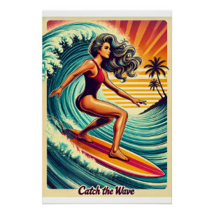 Fangen Sie die Wave Retro Surf Art Poster