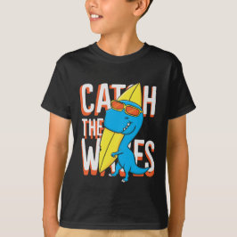 Fangen Sie die Waves Dino Surf Funny Niedlich T-Shirt