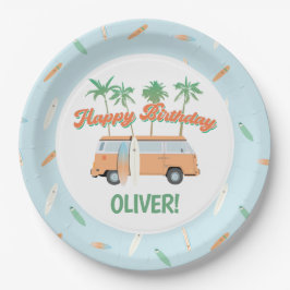 Fangen Sie einen Wellenreiter in jedem Alter glück Pappteller