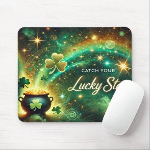 Fangen Sie Ihren Glücksstern - Himmelsgrün Gold Mousepad