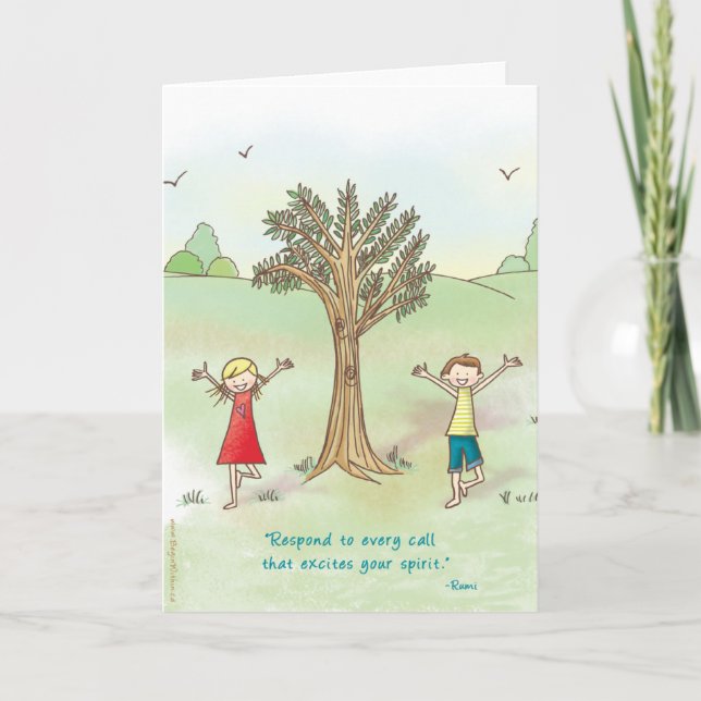 Fangen Sie innen - Baum-Pose-Gruß-Karte an Karte (Vorderseite)