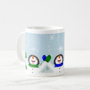 Fangen von Schneeflocken auf der Zunge Snowman-Tas Kaffeetasse