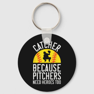 Fänger, weil Pitcher auch Helden brauchen Too Soft Schlüsselanhänger