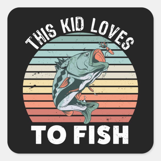 Fanggeschenk für Kinder Kinder Fisch Fisch Fisch Quadratischer Aufkleber (Vorderseite)