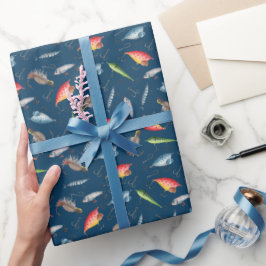 Fanglüren für Navy Blue Geschenkpapier