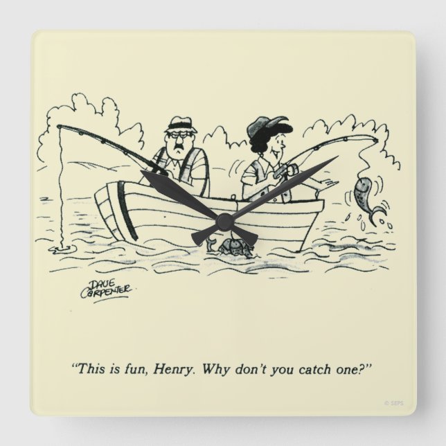 Fangreise Quadratische Wanduhr (Vorderseite)