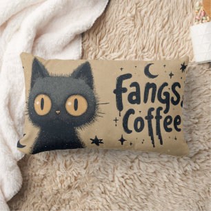 Fangs und Kaffeegrafik mit grungy Black Cat Lendenkissen