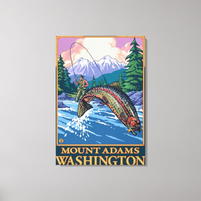 Fangsaison - Mount Adams, Washington Leinwanddruck (Vorderseite)