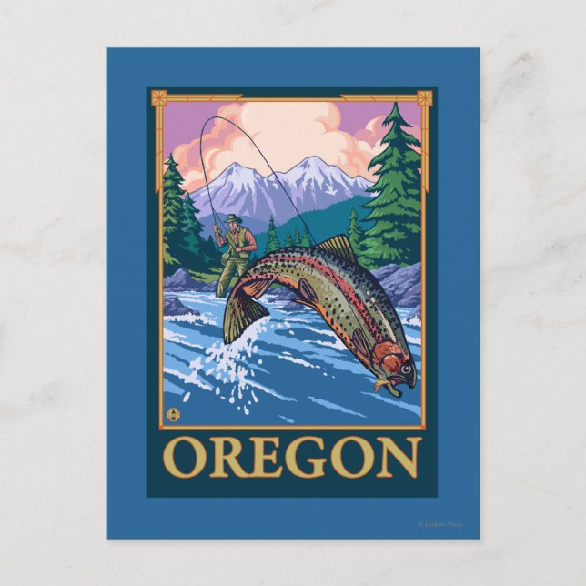 Fangszene - Vintage Travel Poster Postkarte (Vorderseite)