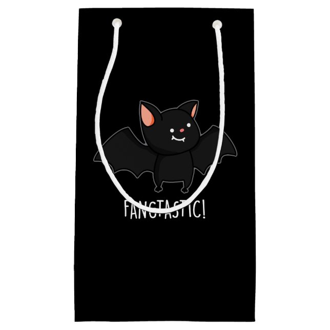 Fangtastic Funny Halloween Black Bat Puff Dark BG Kleine Geschenktüte (Vorderseite)
