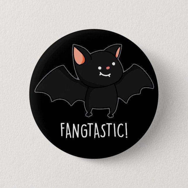 Fangtastic Funny Halloween Puck Dark BG Button (Vorderseite)