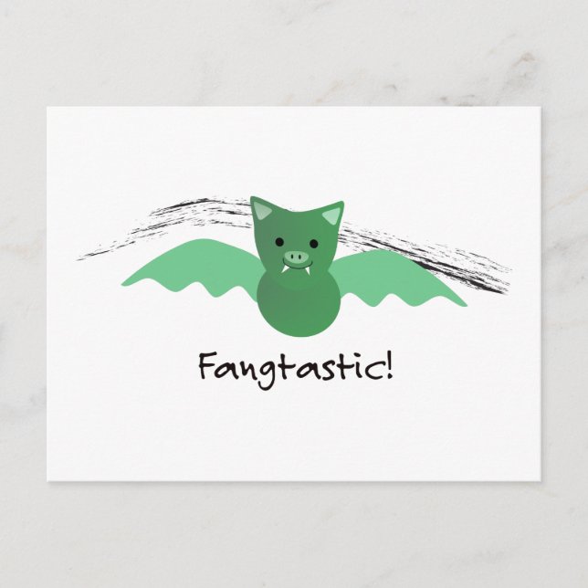 Fangtastic Green Bat Postkarte (Vorderseite)
