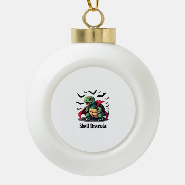 Fangy Turtle Keramik Kugel-Ornament (Vorderseite)