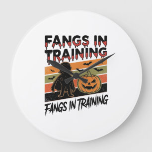 Fangzähne in Ausbildung Lustiges Vampir Halloween- Große Wanduhr