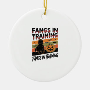 Fangzähne in Ausbildung Lustiges Vampir Halloween- Keramik Ornament