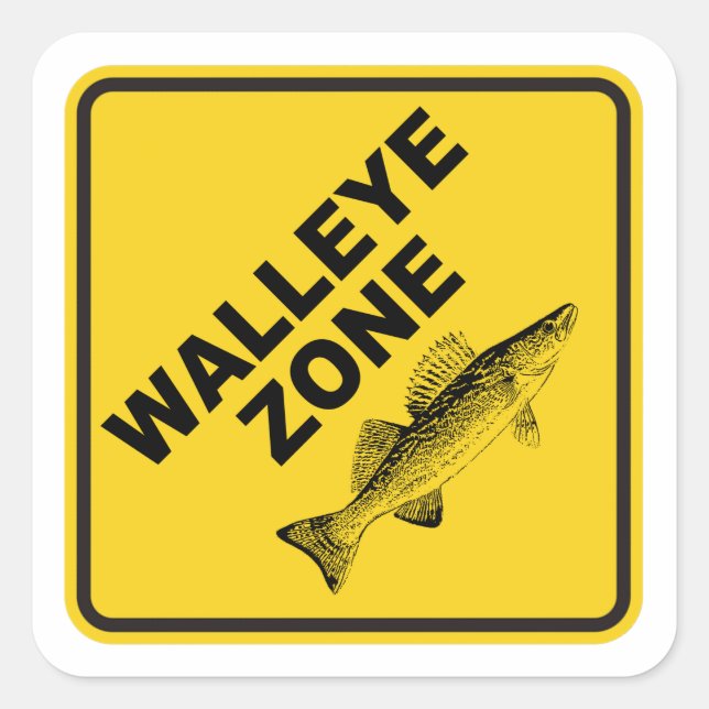 Fangzone Walleye Quadratischer Aufkleber (Vorderseite)
