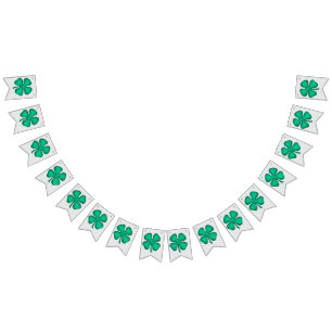Fanions Bannière grise à festons Lucky 4 Leaf Irish Clover