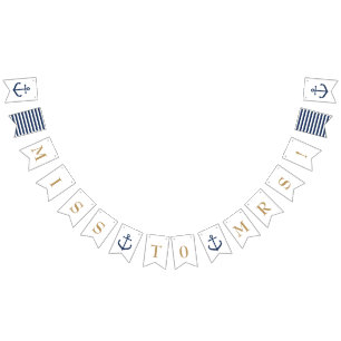 Fanions Mlle orientée nautique à Mme - bannière nuptiale