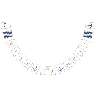 Fanions Mlle orientée nautique à Mme - bannière nuptiale
