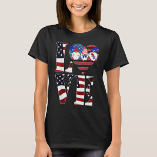 Fanny 4. Juli Gnome Herz Amerikanische Flagge Patr T-Shirt
