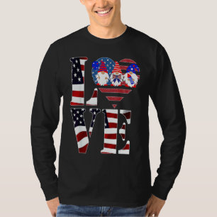Fanny 4. Juli Gnome Herz Amerikanische Flagge Patr T-Shirt