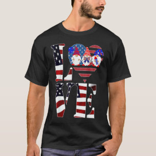 Fanny 4. Juli Gnome Herz Amerikanische Flagge Patr T-Shirt