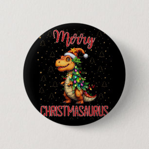 Fanny Frohe Weihnachten Christmasaurus Dinosaur We Button