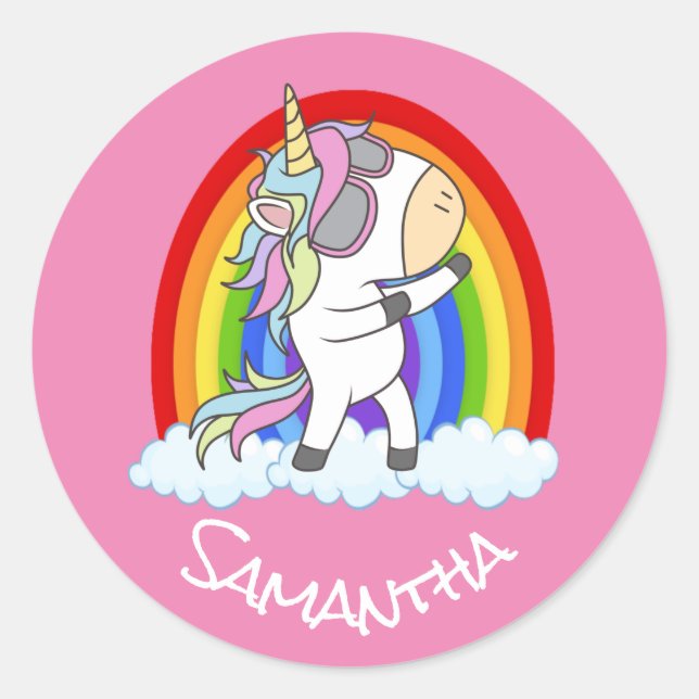 fantabulos Unicorn Party Pink Runder Aufkleber (Vorderseite)