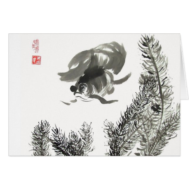 Fantail-Goldfisch-leere Karte (Vorderseite (Horizontal))