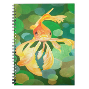 Fantail Goldfish mit grünem Blasen-Vector Notizblock