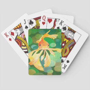 Fantail Goldfish mit grünem Blasen-Vector Spielkarten