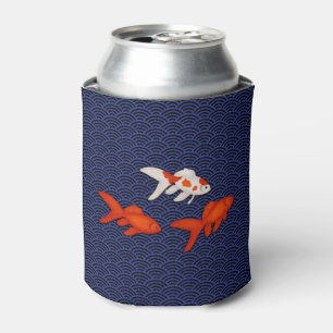Fantail Goldfish über Seigaiha Wave Pattern Japan Dosenkühler