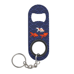 Fantail Goldfish über Seigaiha Wave Pattern Japan Mini Flaschenöffner