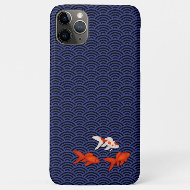 Fantail Goldfish über Seigaiha Wave Pattern Japani Case-Mate iPhone Hülle (Rückseite)