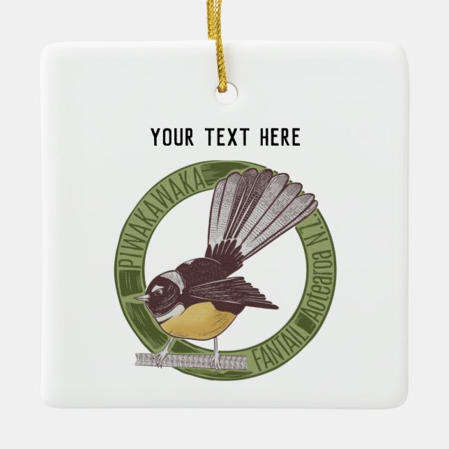 Fantail Neuseeland Native Bird Aotearoa NZ Keramikornament (Vorderseite)