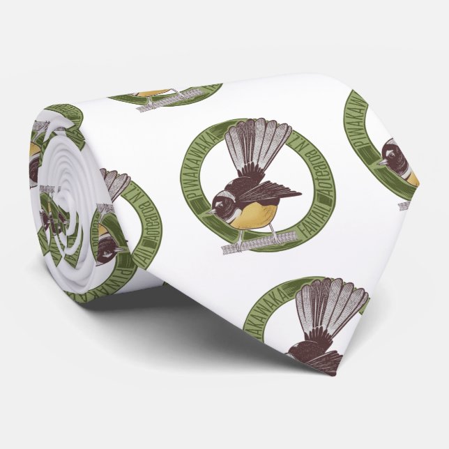 Fantail Neuseeland Native Bird Aotearoa NZ Krawatte (Gerollt)